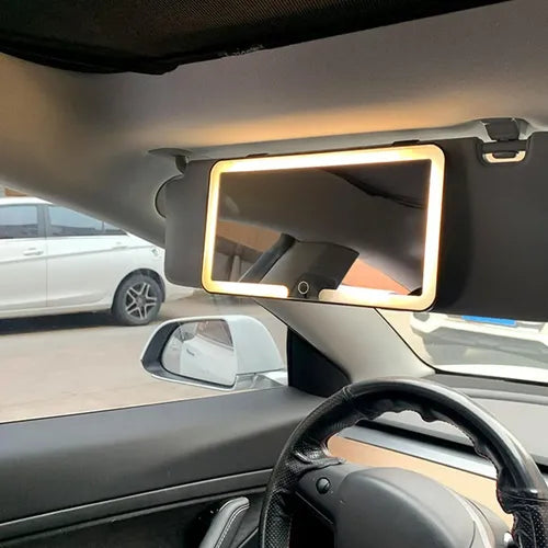 Espejo de Maquillaje LED para Auto con Sensor Táctil y Recargable